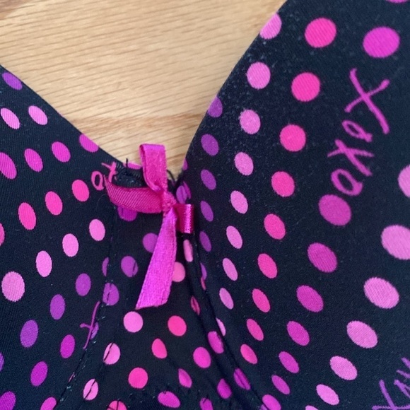XOXO polka dot Print Bra Women’s 38C padded wire free Bow detail - Picture 3 of 7
